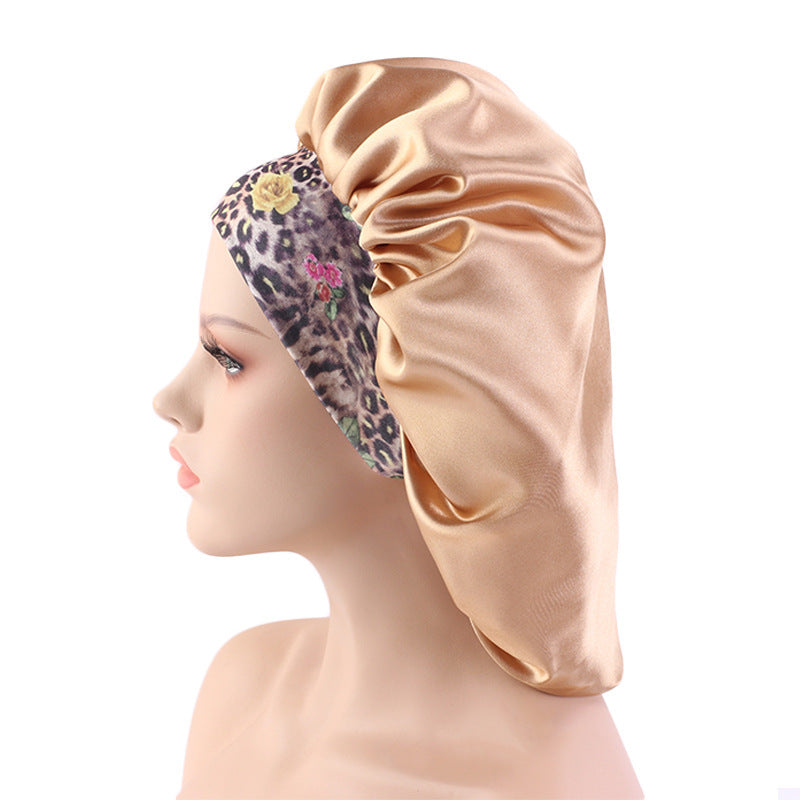 Bonnet de Nuit Bohème Grande Taille – Satin Doux & Bande Imprimée